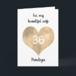 Gold Watercolor Heart 36th Birthday Card<br><div class="desc">A personalised gold heart 36th birthday card for her, which you can easily personalise with her age and name on the front of this birthday card. You will also be able to edit the inside card message if wanted. This would make a wonderful thirty sixth birthday card keepsake for her....</div>