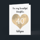 Gold Watercolor Heart 40th Birthday Card<br><div class="desc">A personalised 40th birthday card for her which features a gold watercolor heart on the front. You will be able to easily personalise the front of the birthday card with her age and name. This personalised fortieth birthday card would make a unique card keepsake for her.</div>