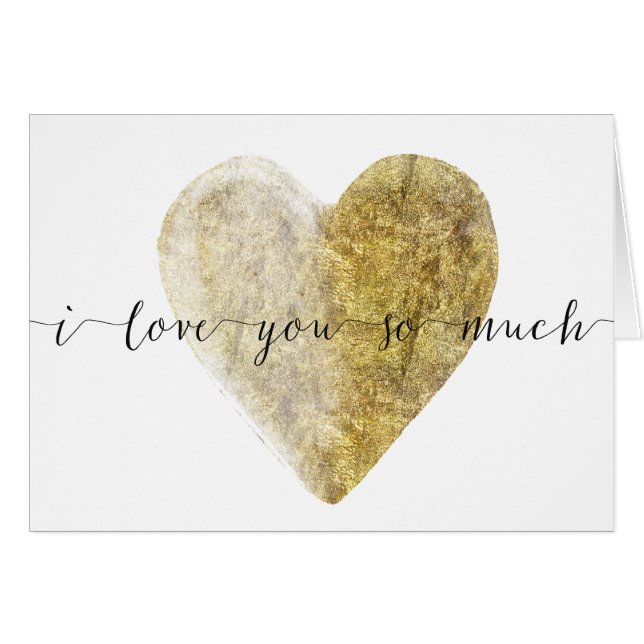 Gold Watercolor Heart Love you so much (Front Horizontal)