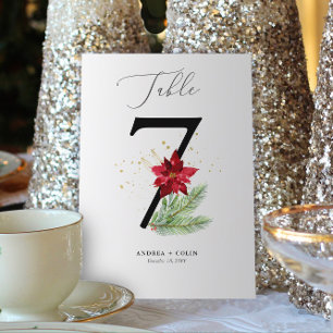 Gold Watercolor & Holiday Botanical Table Number 7