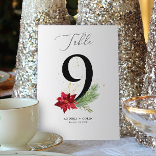 Gold Watercolor & Holiday Botanical Table Number 9
