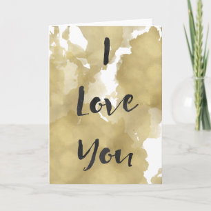 Gold Watercolor I Love You Card