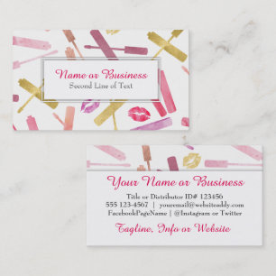 Gold & Watercolor Lipsticks & Glosses Bizcards Business Card