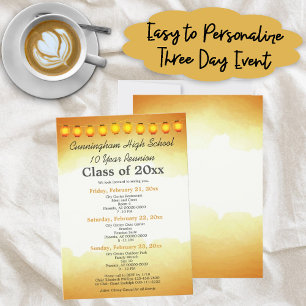 Gold Watercolor Reunion 3-Day Template Invitation
