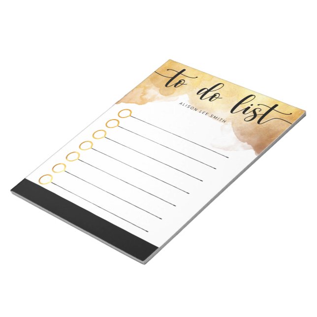 Gold Watercolor To do List Notepad (Angled)