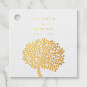 Gold Watercolor Tree Wedding Favour Tags