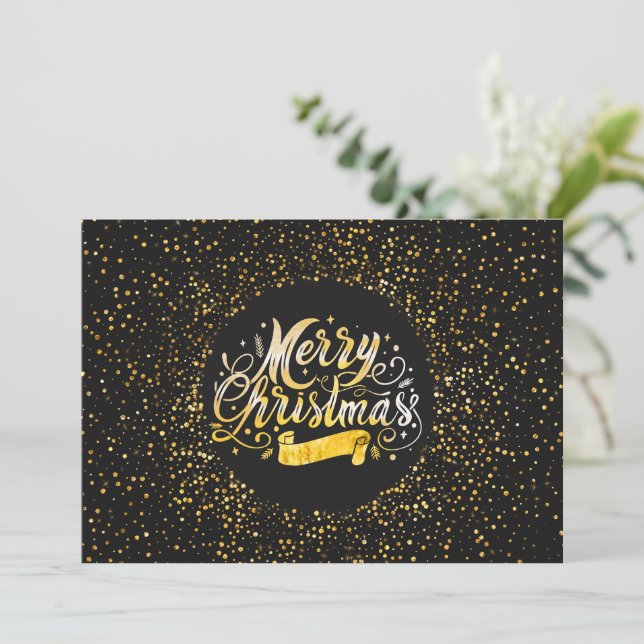 Gold watercolor Trendy Handwritten Holiday Invitat Invitation (Standing Front)