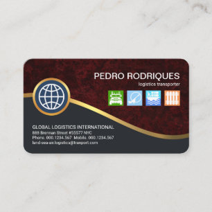 Gold Wave Land Air Sea Rail Logistics Business Card