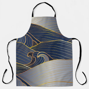 Gold Wave Lines, Abstract Vintage. Apron