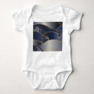 Gold Wave Lines, Abstract Vintage. Baby Bodysuit