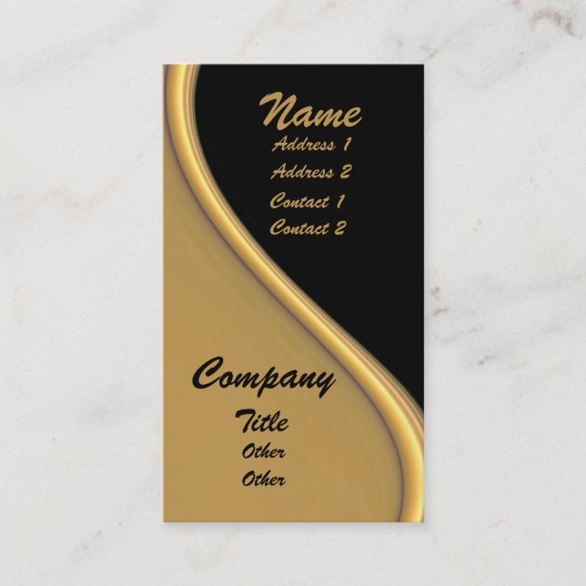 Gold Wave On Black Business Cards (Front)