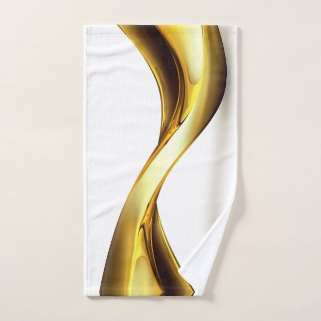 Gold Wave on White Pretty Bath Towel Set (Hand Towel)