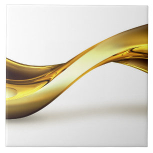 Gold Wave on White Pretty Ceramic Tile