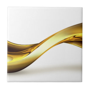 Gold Wave on White Pretty Ceramic Tile