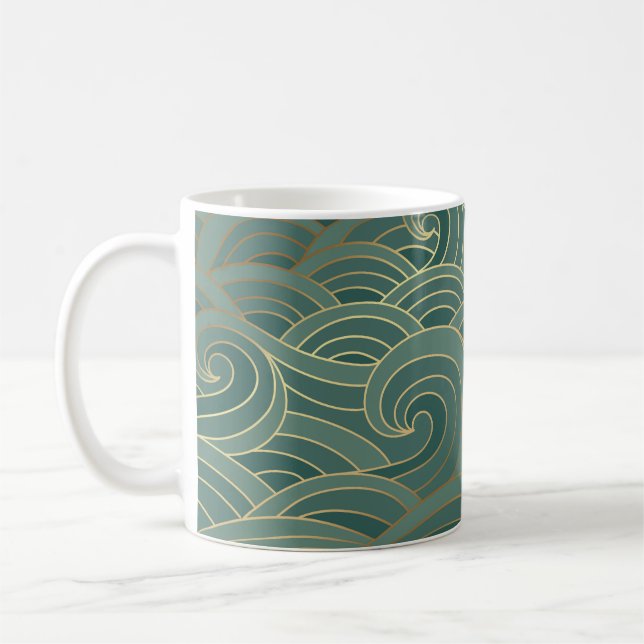 Gold Wave: Traditional Oriental Luxury Coffee Mug (Left)