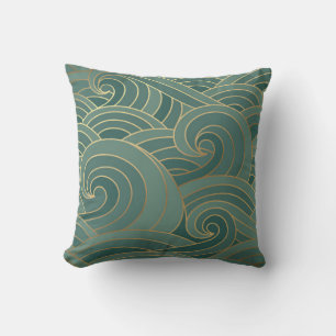 Gold Wave: Traditional Oriental Luxury Cushion