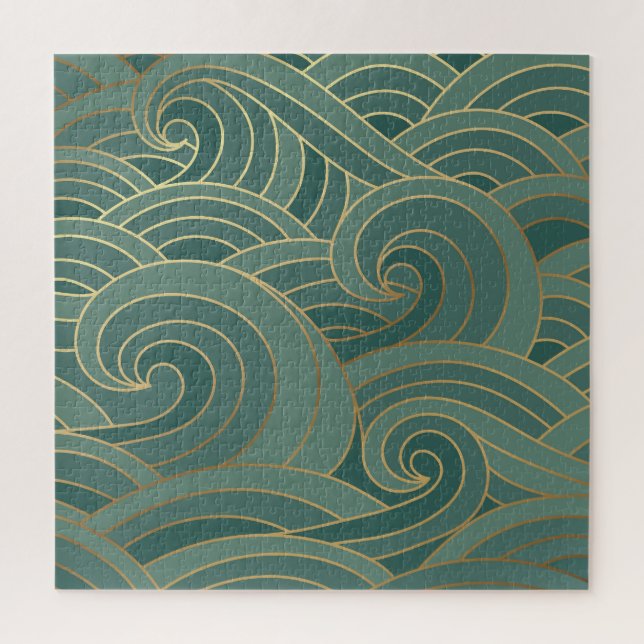 Gold Wave: Traditional Oriental Luxury Jigsaw Puzzle (Vertical)