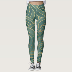 Gold Wave: Traditional Oriental Luxury Leggings