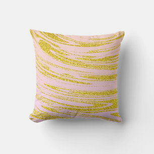 Gold Waves Abstract Glitter Patterns Pink Rose Cushion