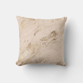 Gold Waves: Abstract Marble Cushion