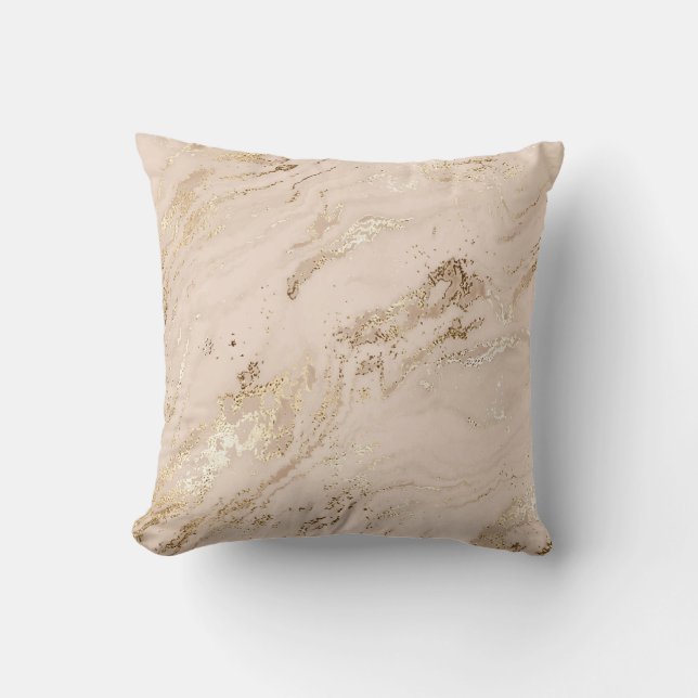 Gold Waves: Abstract Marble Cushion (Front)