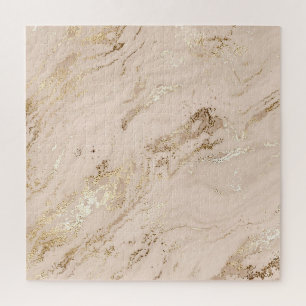 Gold Waves: Abstract Marble Jigsaw Puzzle