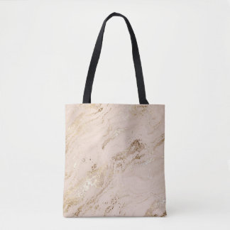 Gold Waves: Abstract Marble Tote Bag
