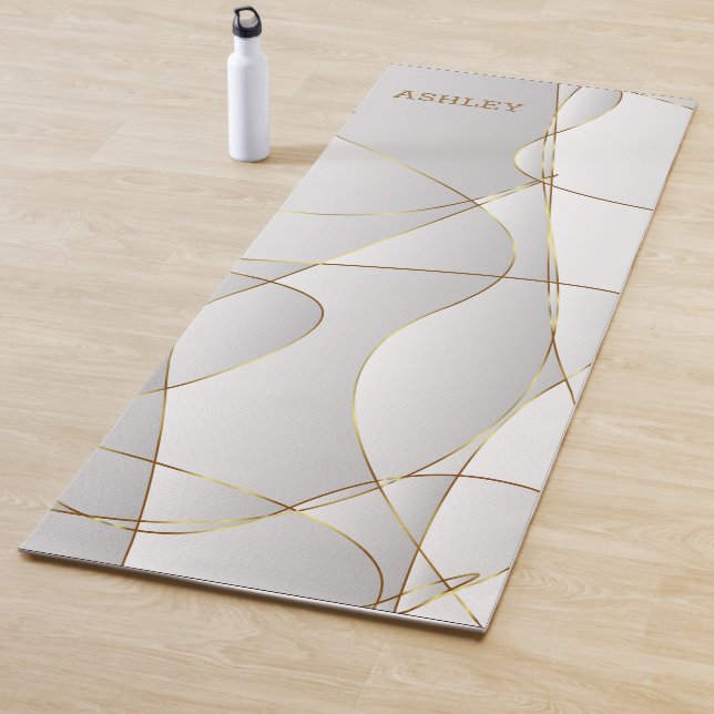 Gold Wavy Lines Yoga Mat (In Situ)
