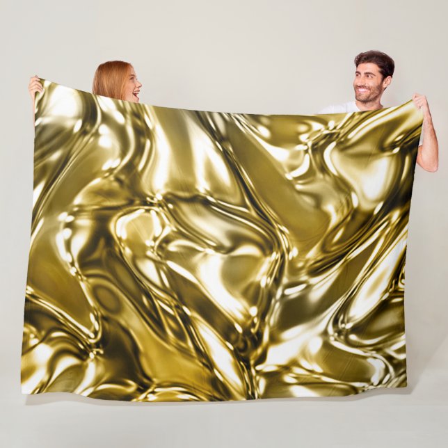 Gold Wavy Metallic Look Fleece Blanket (In Situ)
