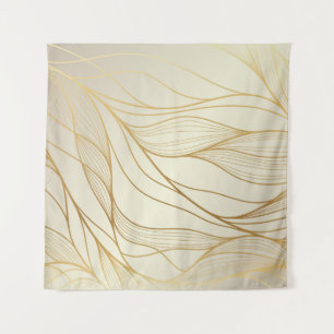 Gold wavy pattern. Luxurious golden linear ornamen Tapestry