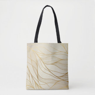 Gold wavy pattern. Luxurious golden linear ornamen Tote Bag