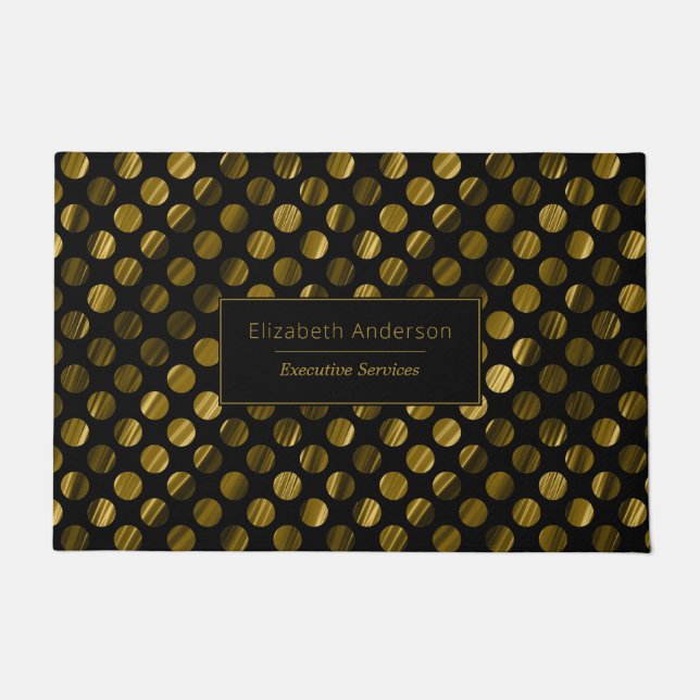 Gold Wavy Polka Dots Doormat (Front)