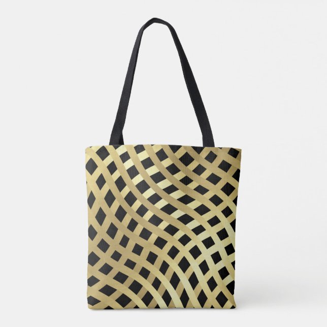 Gold Wavy Weave Pattern over Any Colour Tote Bag (Back)