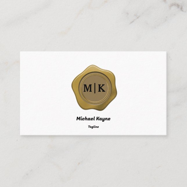 Gold Wax Seal on Black & White Business Card (Front)