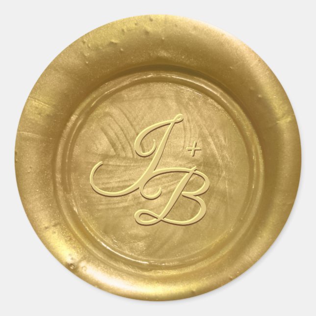 Gold Wax Seal Stickers Initials Wedding Envelope (Front)