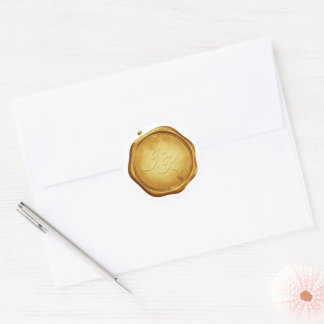Gold Wax Seal Stickers Initials Wedding Envelope