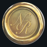 Gold Wax Seal Vintage Customised Wedding Stickers<br><div class="desc">Classy printed wax seal design sticker with gold colours to personalise with your initials for any occasion,  from weddings to baby showers!</div>