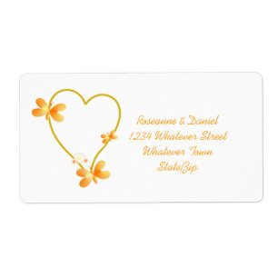 Gold Wedding Address Label Heart And Butterflies