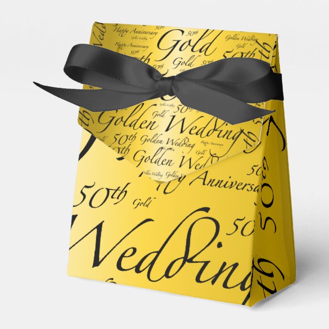 Gold Wedding Anniversary Favour Box (Front Side)