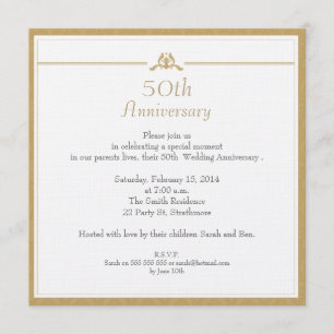 Gold Wedding Anniversary Invitation