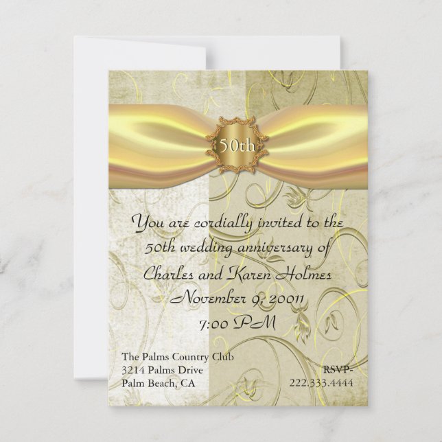 Gold Wedding Anniversary Invitation (Front)