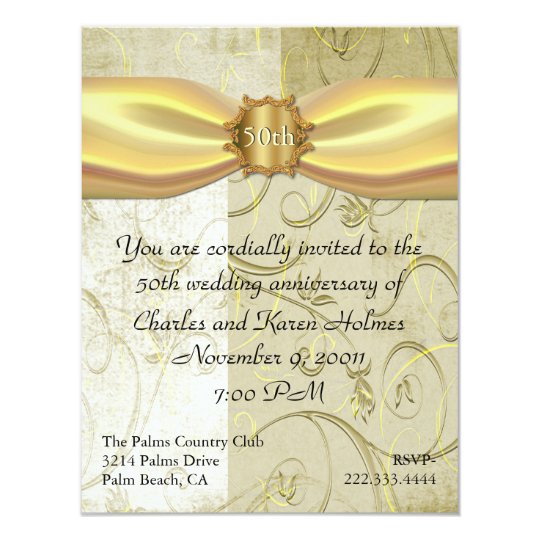 Gold Wedding Anniversary Invitation