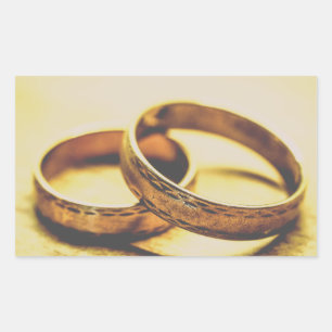 GOLD WEDDING BANDS WEDDING RECTANGULAR STICKER