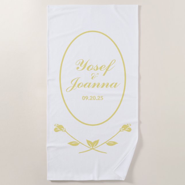 Gold Wedding Beach Towel (Front)