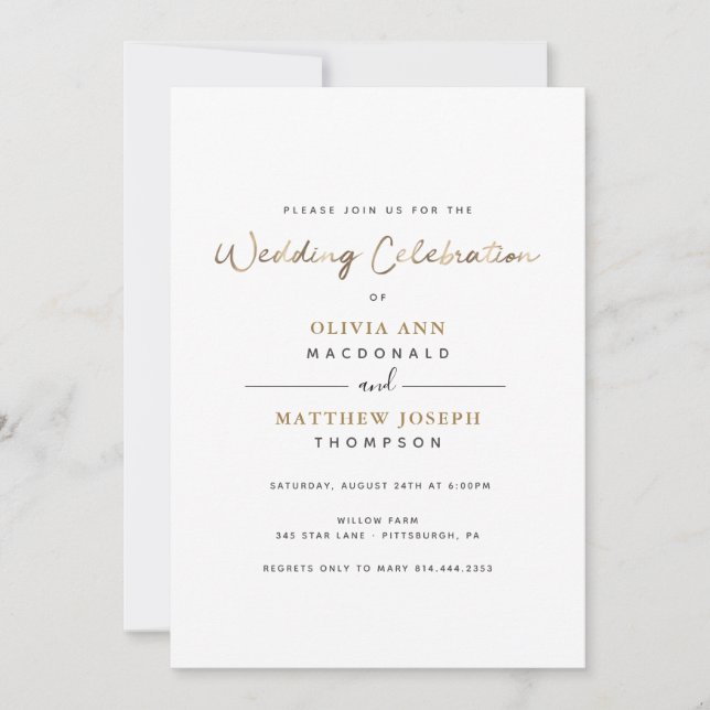 Gold Wedding Celebration Reception invitation (Front)