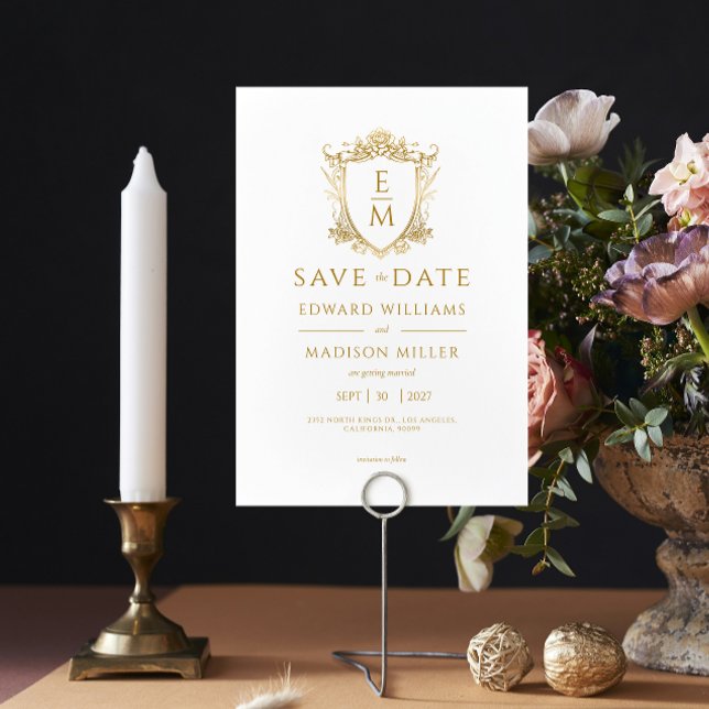 Gold Wedding Crest Custom Wedding Initials Invitation (Creator Uploaded)
