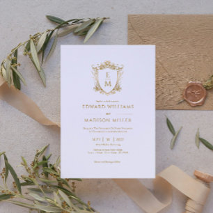 Gold Wedding Crest Custom Wedding Initials Invitation