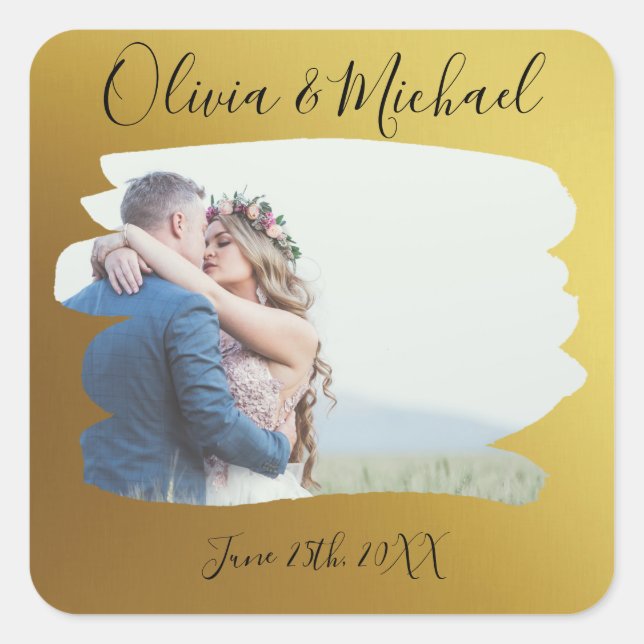 Gold Wedding Date Labels (Front)