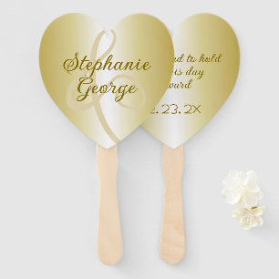 Gold Wedding Fans Have and Hold Saying