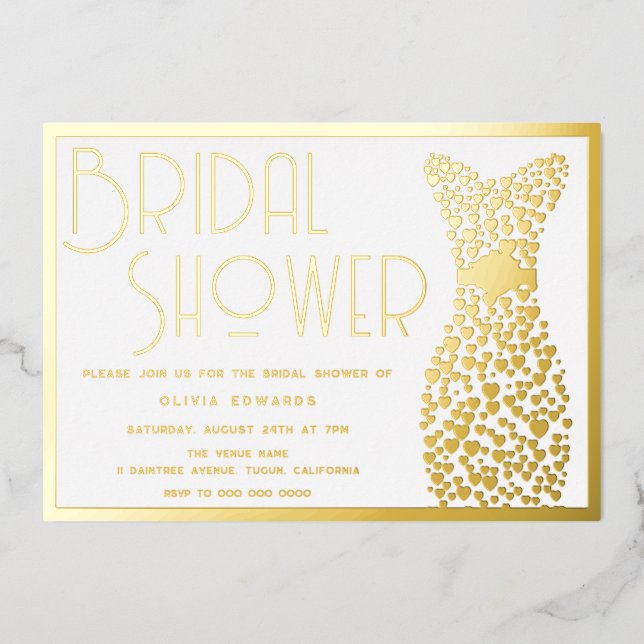 Gold Wedding Gown Elegant Bridal Shower (Front)